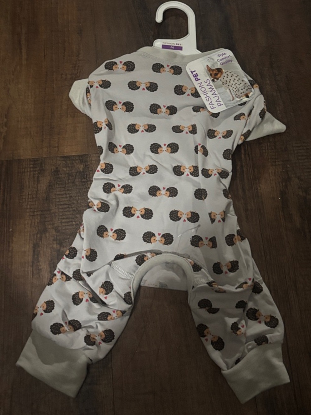 Fashion Pet Pajamas Gray Hedgehog Print One-Piece Pajamas for dogs